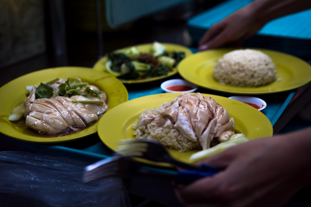 AI food photography example - chicken rice hero shot by AI Studio